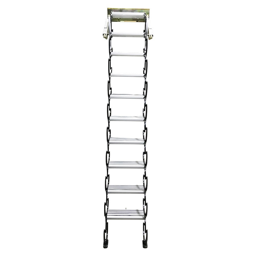 Narrow Wall Mounted Loft Wall Stairs Black+White Pull Down Ladder System 10 Ste