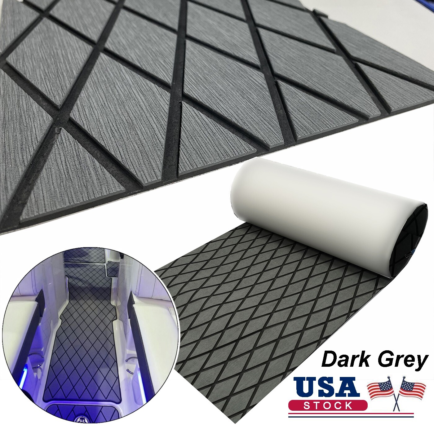 Grey Diamond Boat Flooring Sheet EVA Foam Marine Carpet，Nonskid Sea Decking Mat