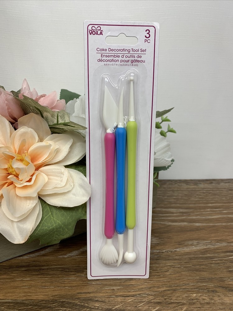 1 Package Viola 3pc Cake Decorating Tool Set Multicolor Handles NIP Greenbriar