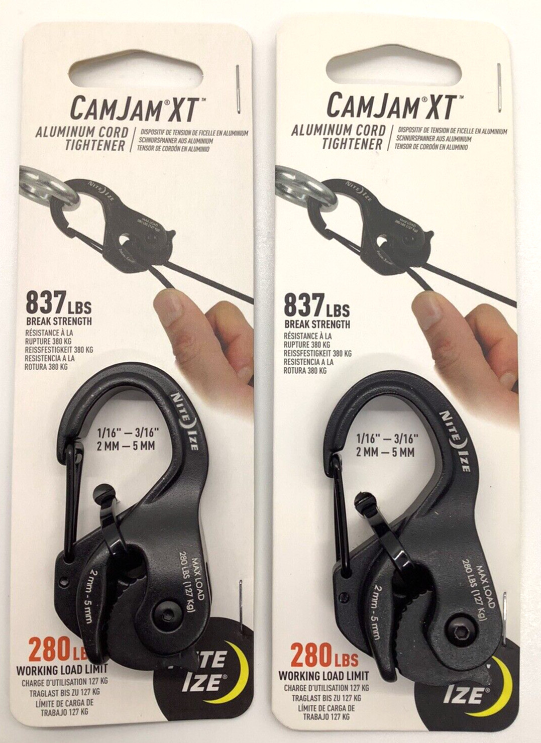 CAM JAM XT Cord Tightener 280 lb 1/16 - 3/16 sz rope  (2 PACK)  NCJSA-01-R3  NEW