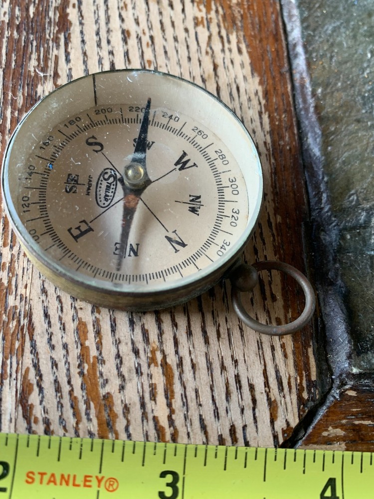 Vintage Stellar Compass - Japan Brass Latch Loop Unique