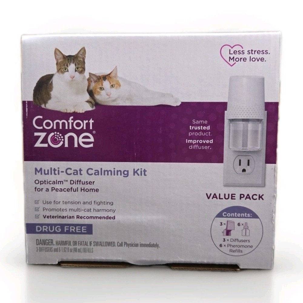 Comfort Zone Multi-Cat Calming Kit Value Pack (3 Diffusers, 6 Refills) - New