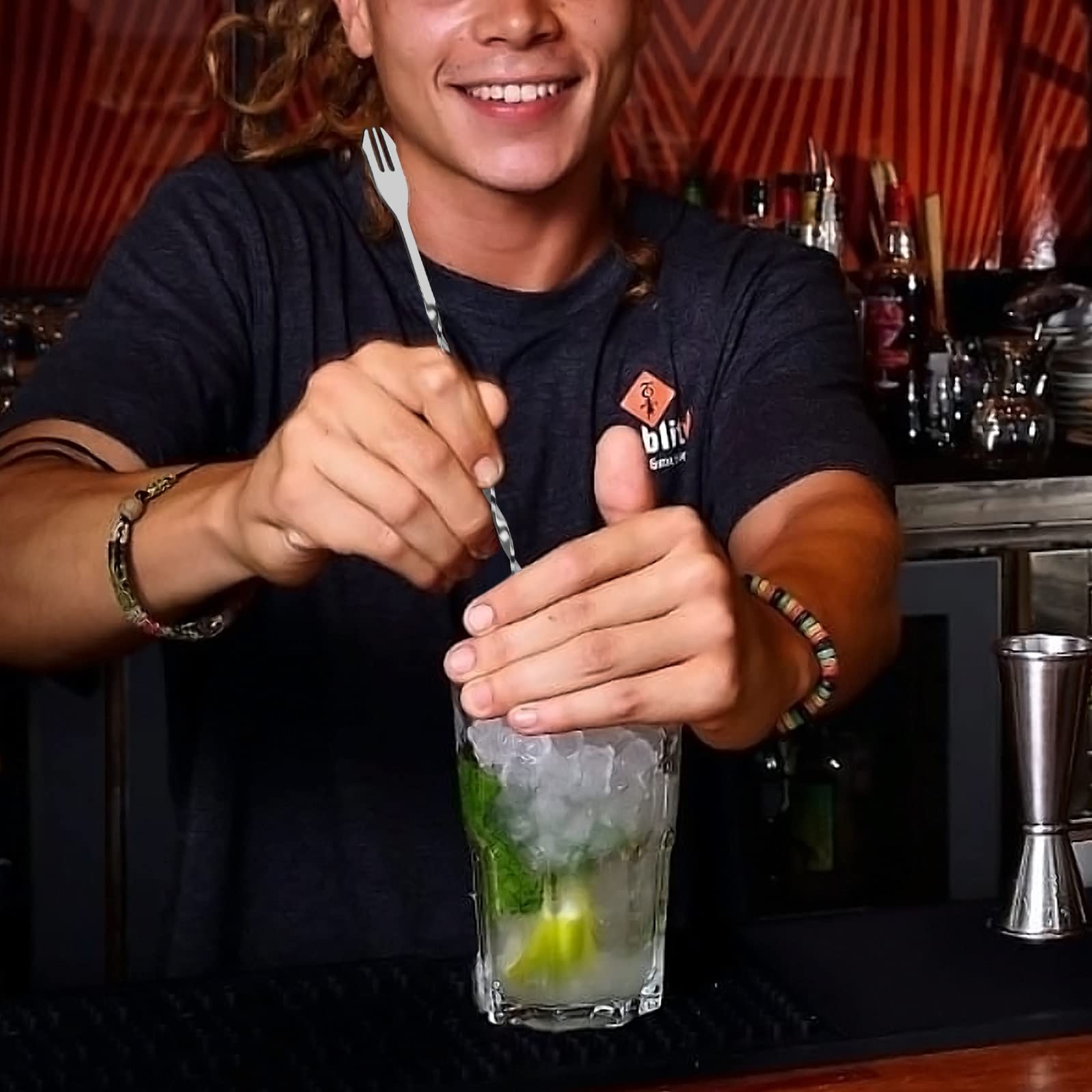 10 Muddler Cocktail Mixing Spoon Stainless Steel Stirrer for Mojitos Fruitdrinks