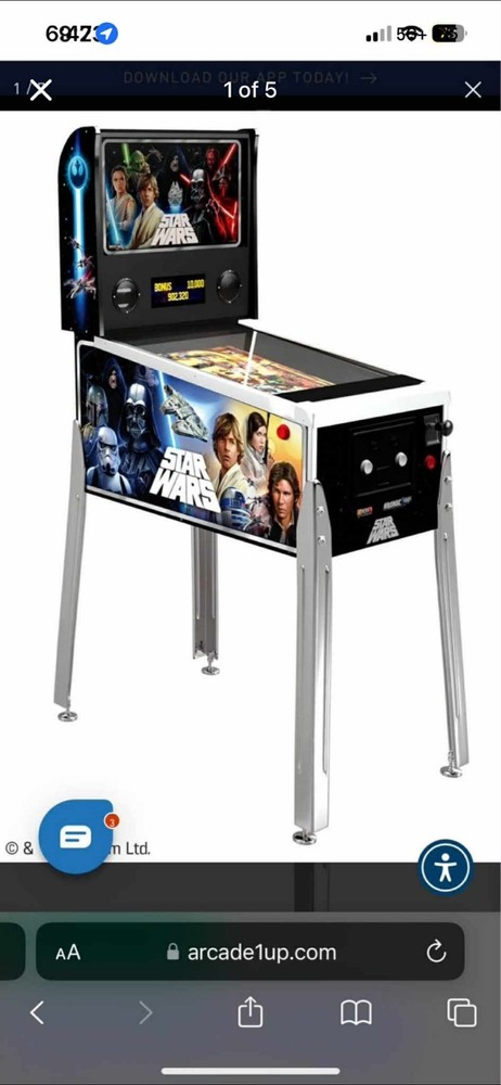 arcade1up star wars virtual pinball machine 10 games