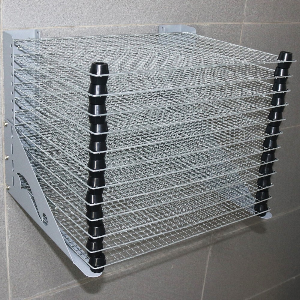 12 Layers Wall Fixed Tiled Clamshell Drying Frame Push and Flip-Open Drying Rack