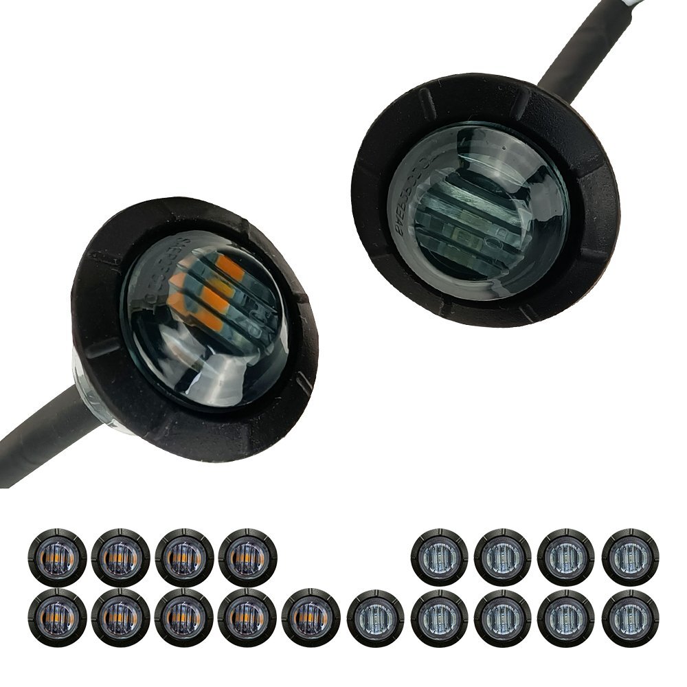 20X 3/4" 12V Marker LIGHTS LED Bullet Amber Red Truck Trailer RV Round Side Lamp