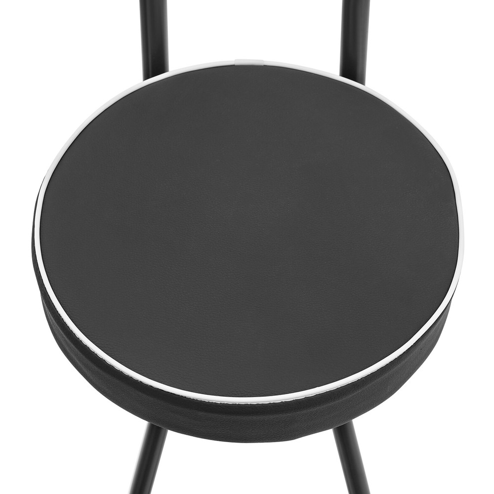 2PCS Bar Stool Portable Folding Stool Padded Folding High Chairs Black