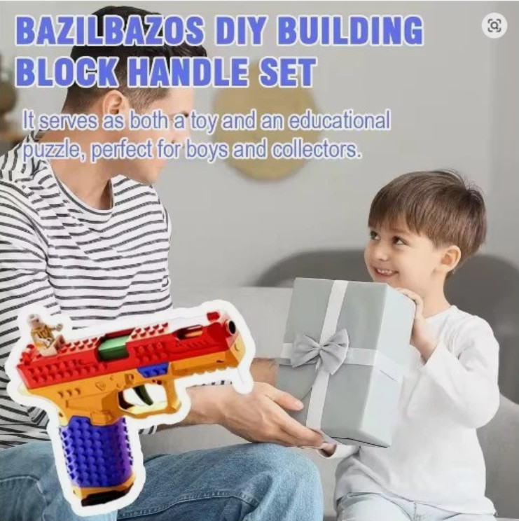 Building Block Pistol Shell Ejecting Continuous Firing Soft Bullet Toy Gun Gift