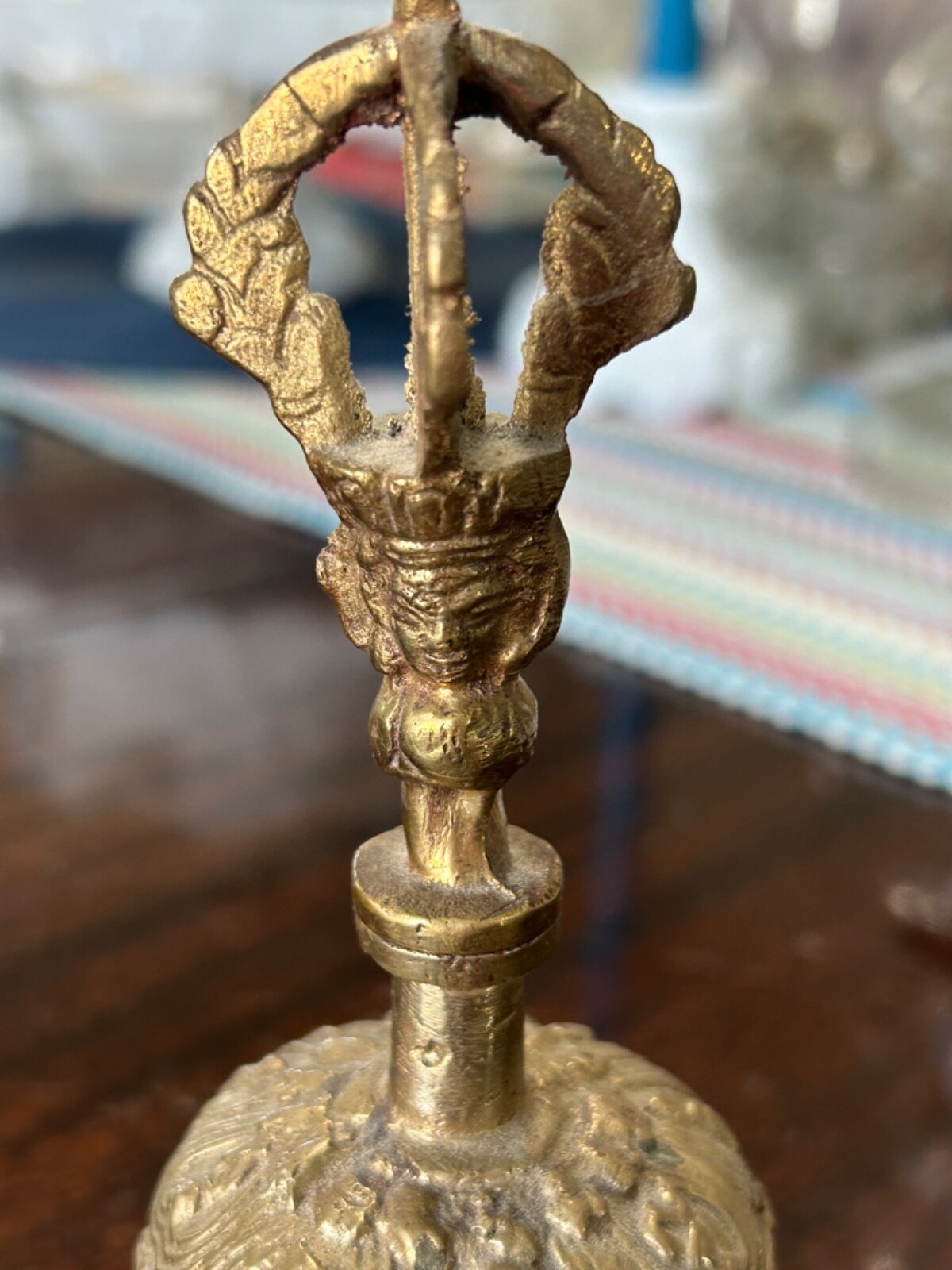 Vintage Tibetan Buddhist Brass Ornate Temple Dorje Bell 6 ½” Meditation Prayer