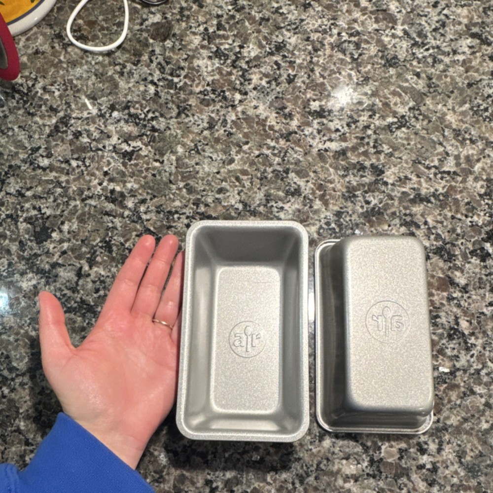 Mini Silver Metal Rectangle Loaf Pan Two-Piece Set, Includes 2 Silver Loaf Pans