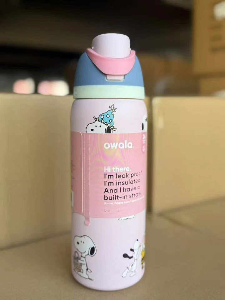 New Pink Snoopy Water Bottle Owala 32oz Stainless Steel Exclusive Edition