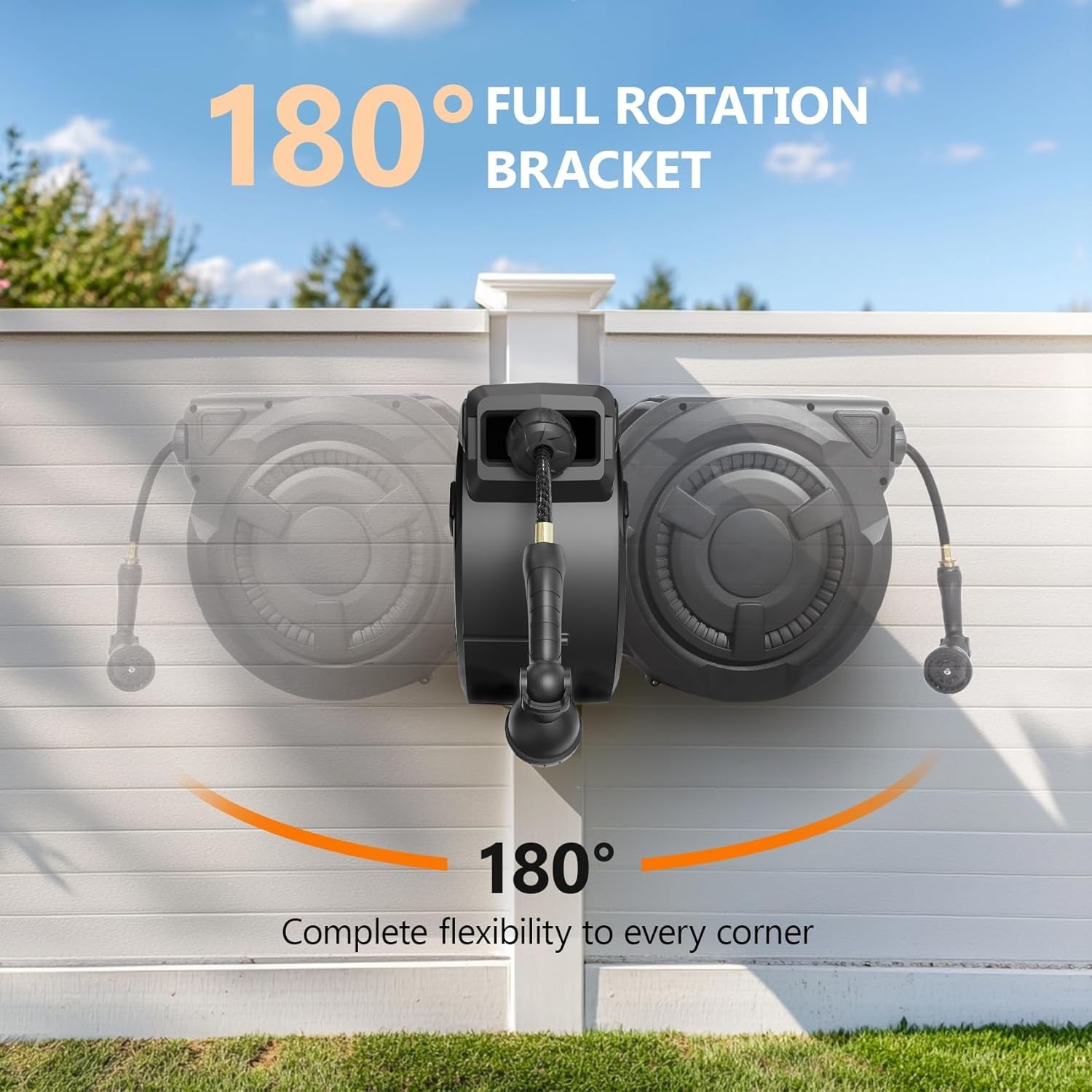 wikiwiki Retractable Garden Hose Reel 1/2 in x 100 ft, Heavy Duty Wall Mounte...