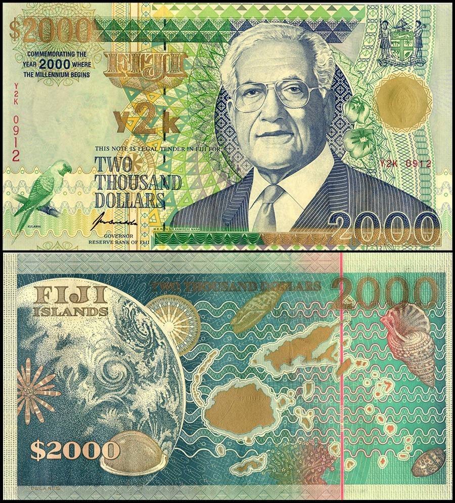 Fiji 2000 Dollars, 2000, P-103, UNC, Commemorative