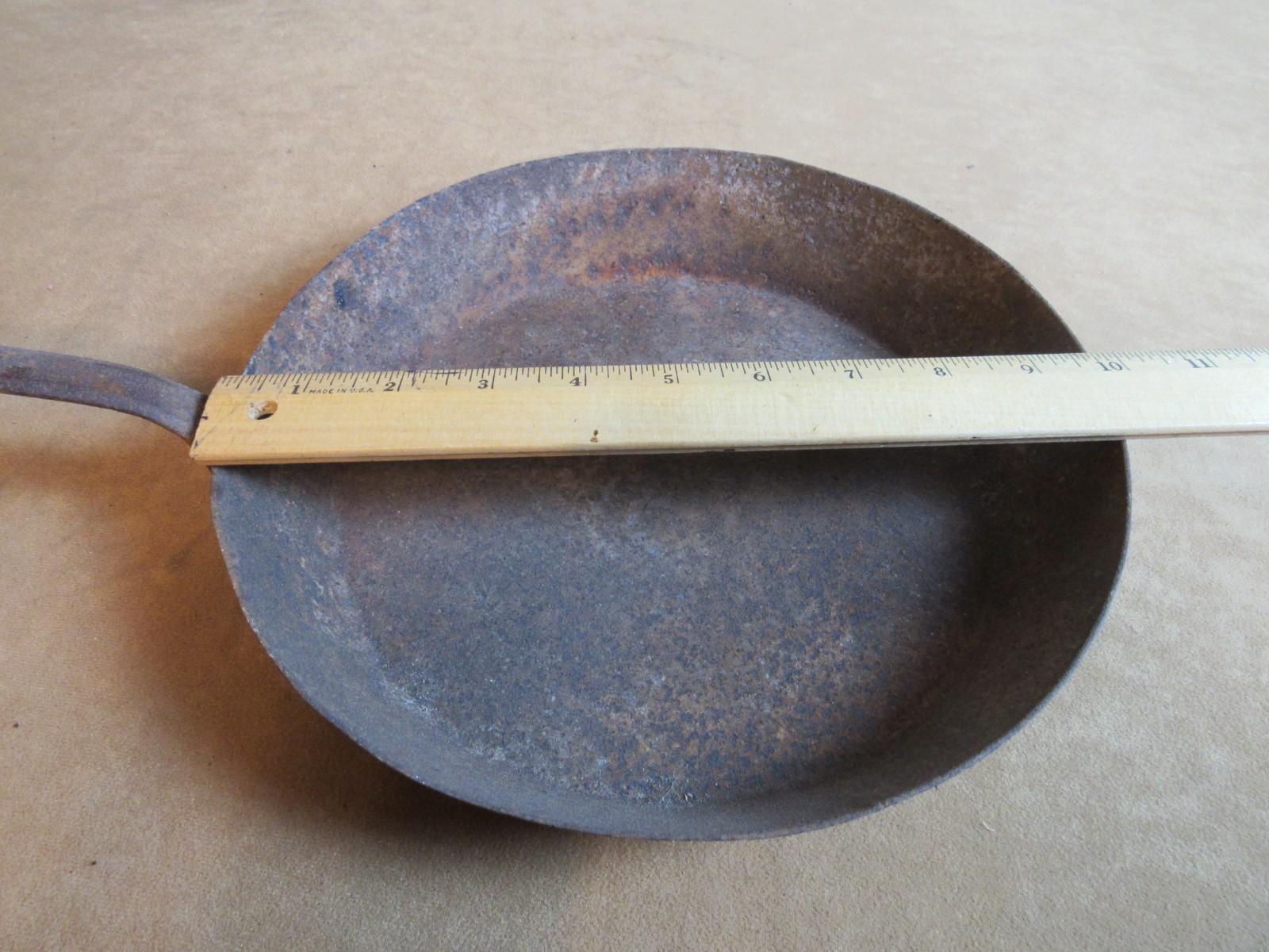 Antique Civil War Large Iron Camp Skillet Frying Pan 1860s