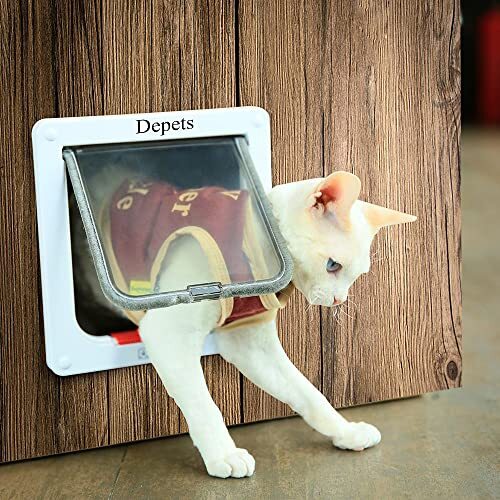 Depets Medium Cat Flap Door with 4 Way Lock (Outer Size 7.5" x Assorted Sizes