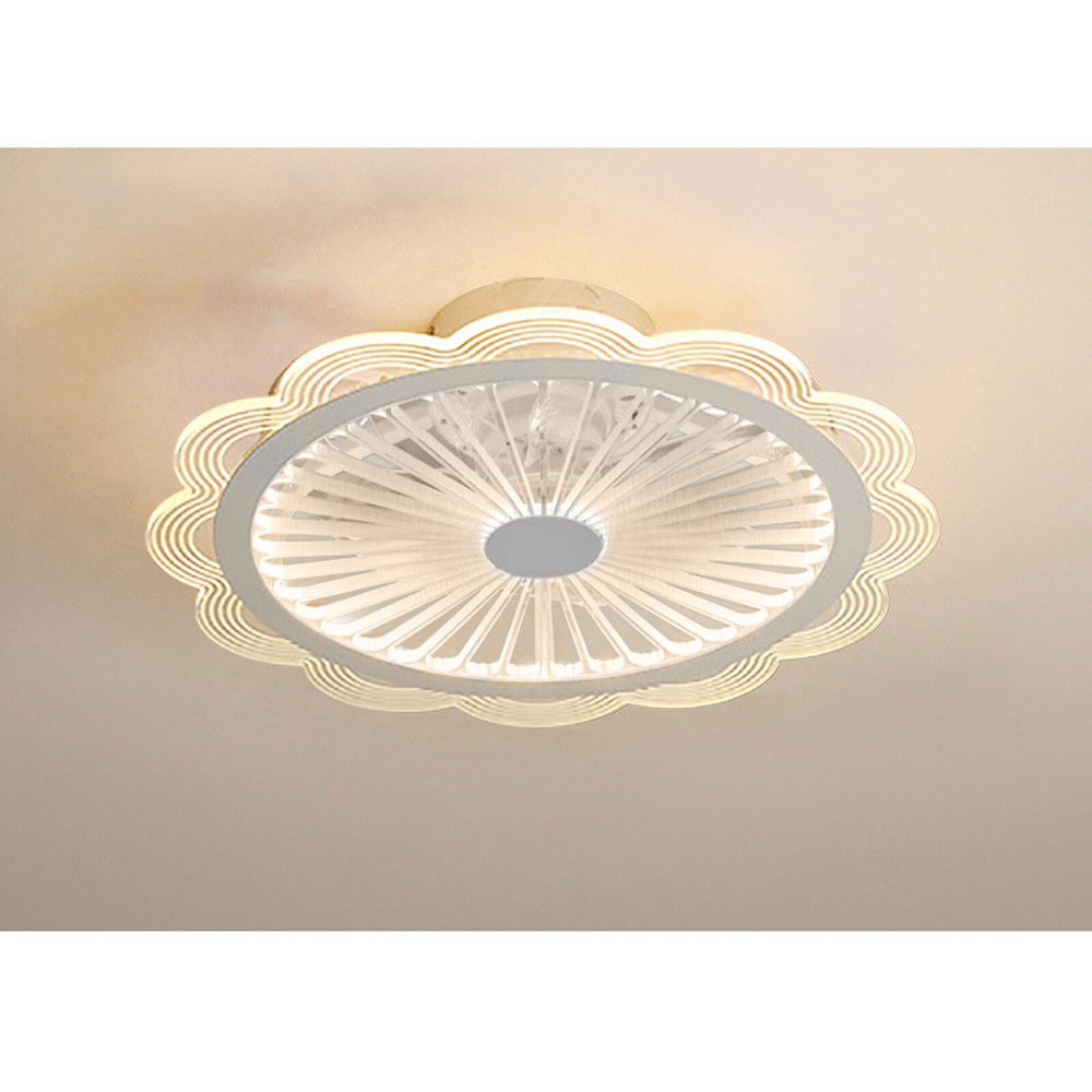 Flush Mount Ultra Thin Ceiling Fan Light Dimmable LED Chandelier+Remote Control