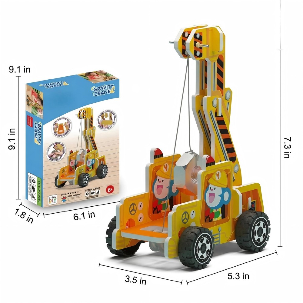 STEM Gravity Crane Science Experiment Kit, Kids DIY Pulley & Lever Physics Mo...