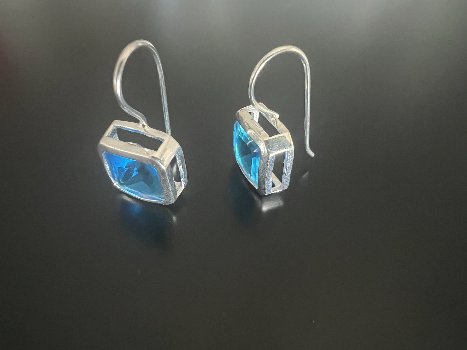 Blue Topaz Dangle Earrings Sterling Silver