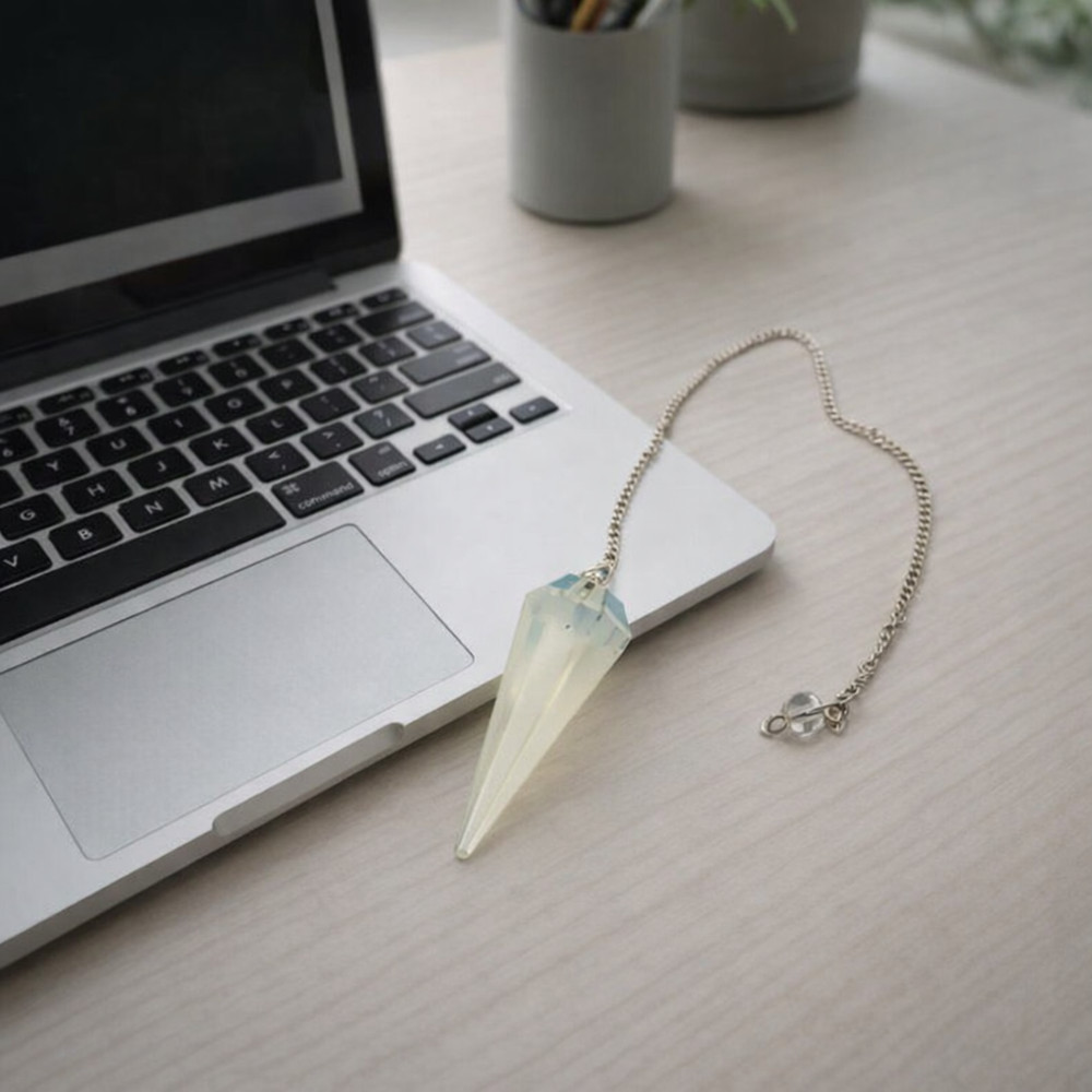 Premium Quality Opalite Pendulum with Silver Chain | Handmade Cleansing Tool