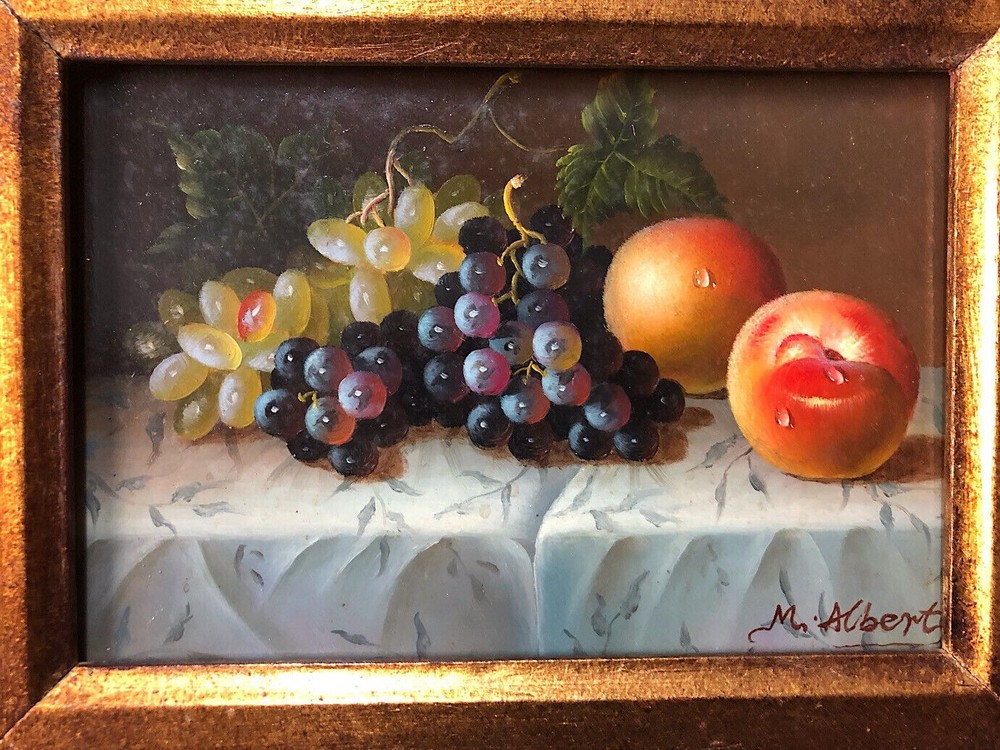 Still Life with Peaches signed M. Albert