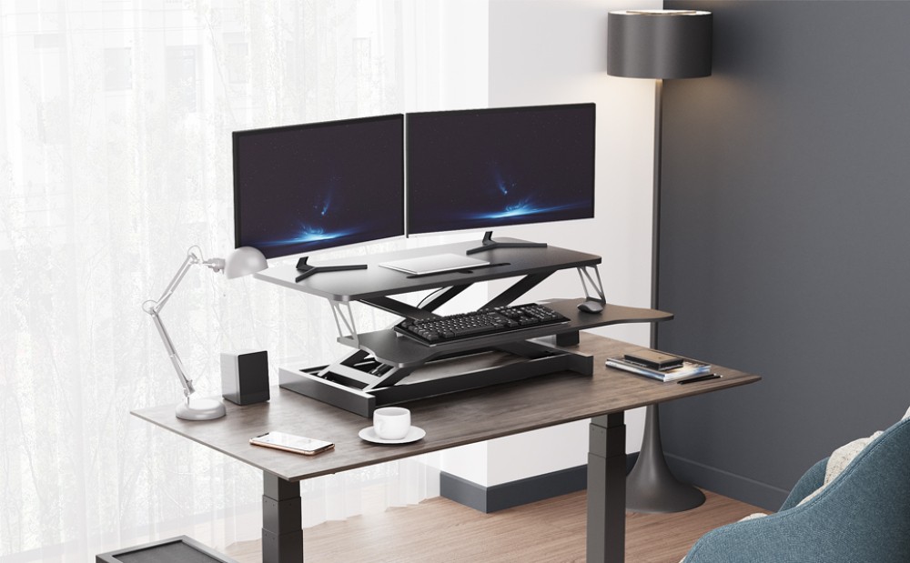 Standing Desk Converter Height Adjustable Sit to Stand Up Riser Dual Monitor