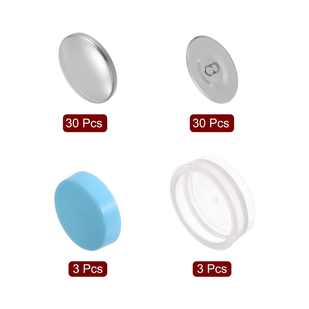 30 Sets Self Cover Button Kit 38mm Aluminum Button with Tools