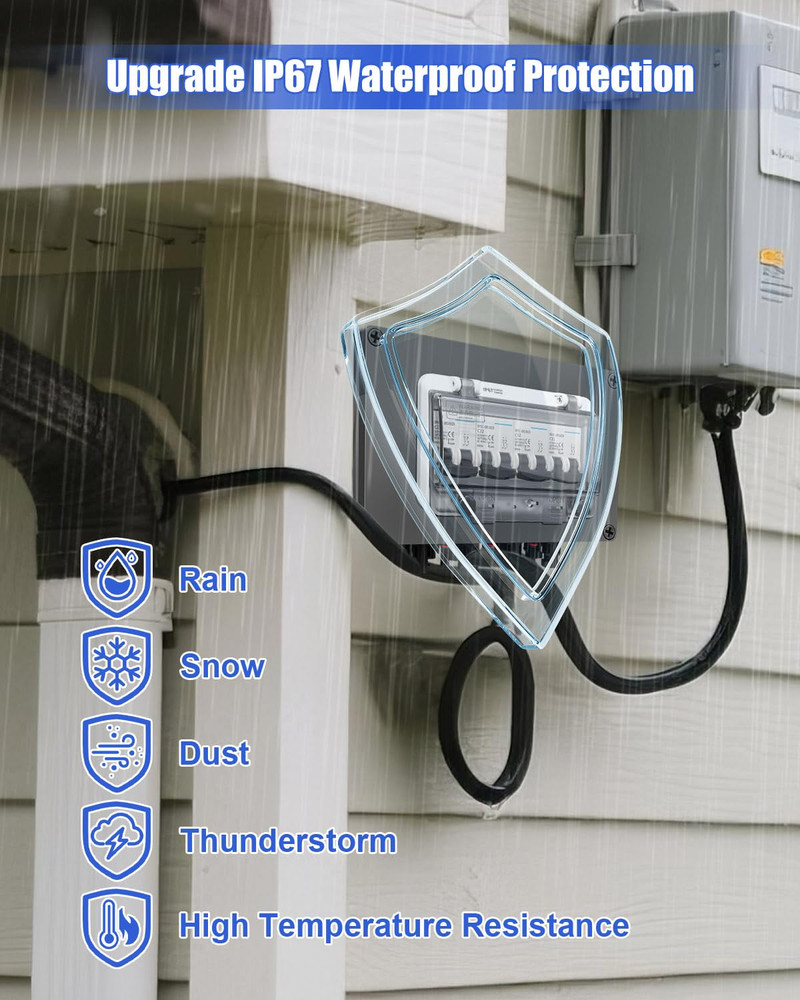 Solar Panel Disconnect Switch 4 String 32 Amp DC Circuit Breaker Box, Waterproof