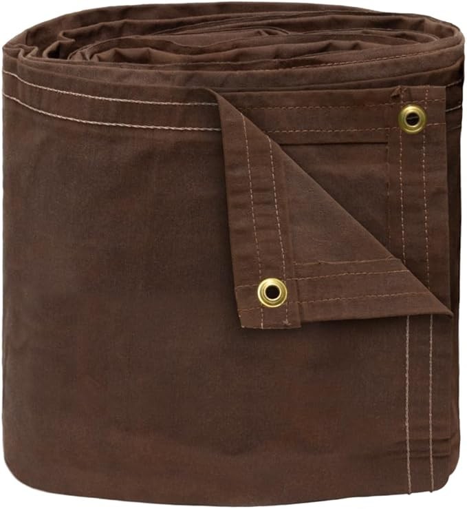 Heavy Duty Waterproof Brown Canvas Tarp 16 oz Durable Multipurpose Tarpaulin