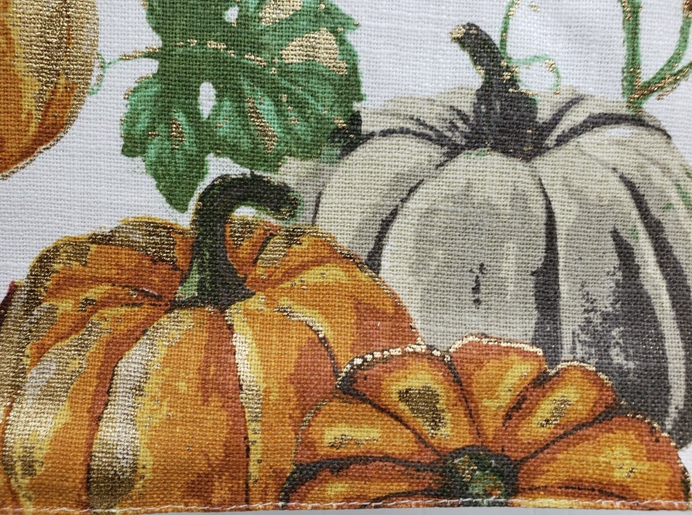 Extra Long Cotton Table Runner (14" x 72") FALL HARVEST, PUMPKINS MEDLEY, LP