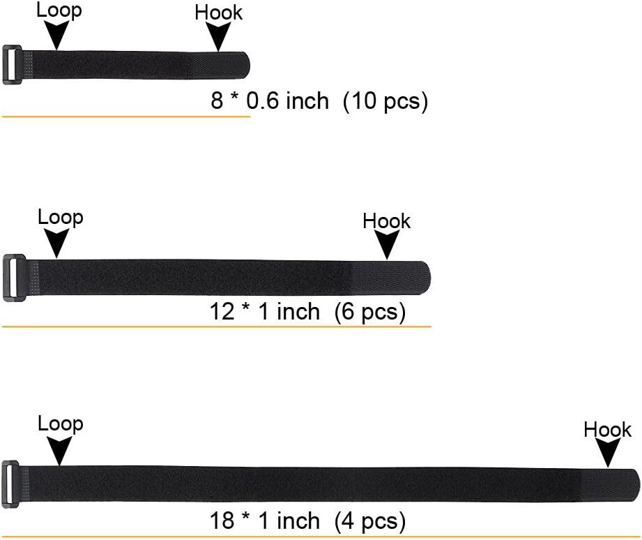 VELCRO Brand Bulk Pack 20 Reusable Fastening Cable Straps with Buckle Variety US