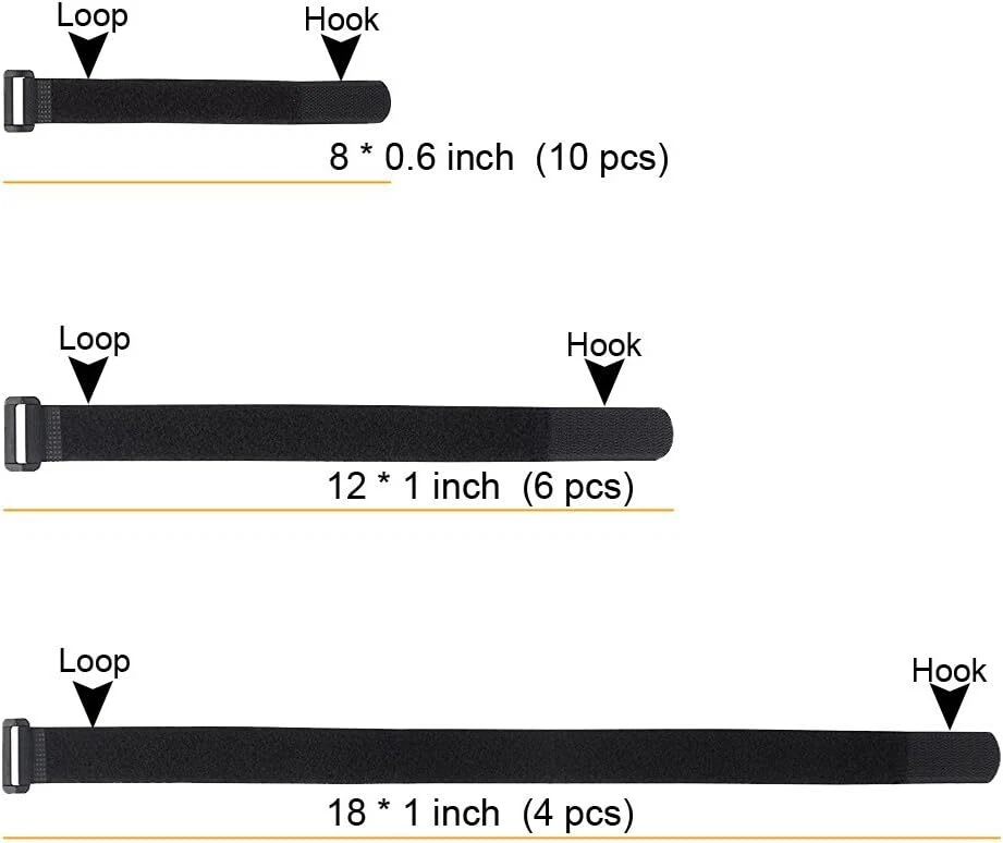VELCRO Brand Bulk Pack 20 Reusable Fastening Cable Straps with Buckle Variety US
