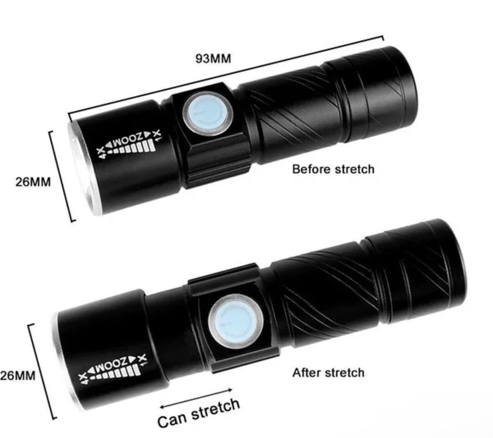 (2) BEST ZOOM TACTICAL LED USB RECHARGEABLE handheld FLASHLIGHT