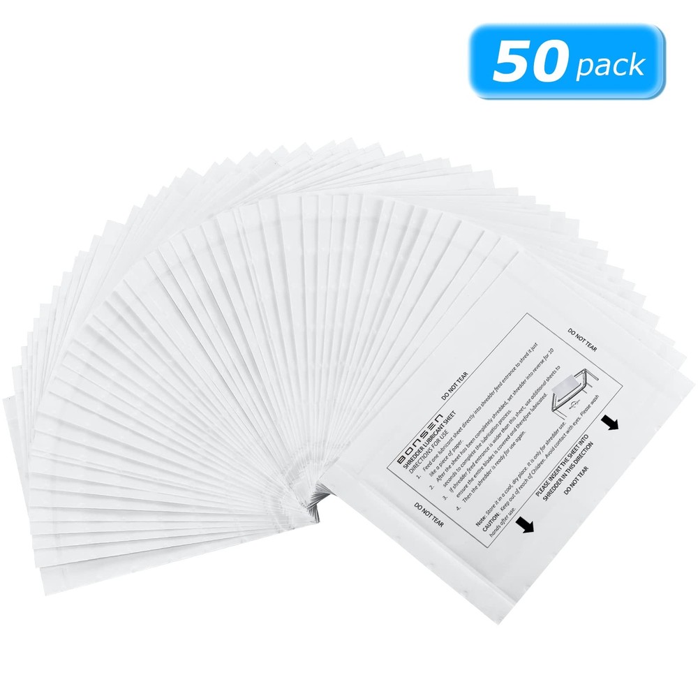 Paper Shredder Lubricant & Sharpening Sheets - 50 Pack for Optimal Performance