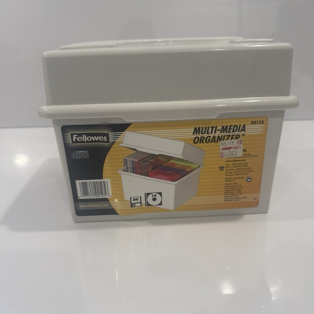 Fellowes Multi Media Organizer Storage Box CD Diskette Case w Lid