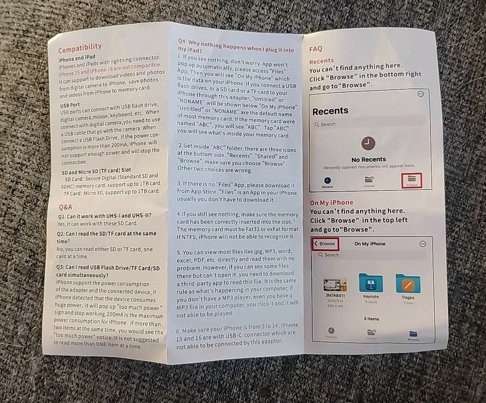 SD card reader for iPhone, memory card reader with USB camera adapter plug...