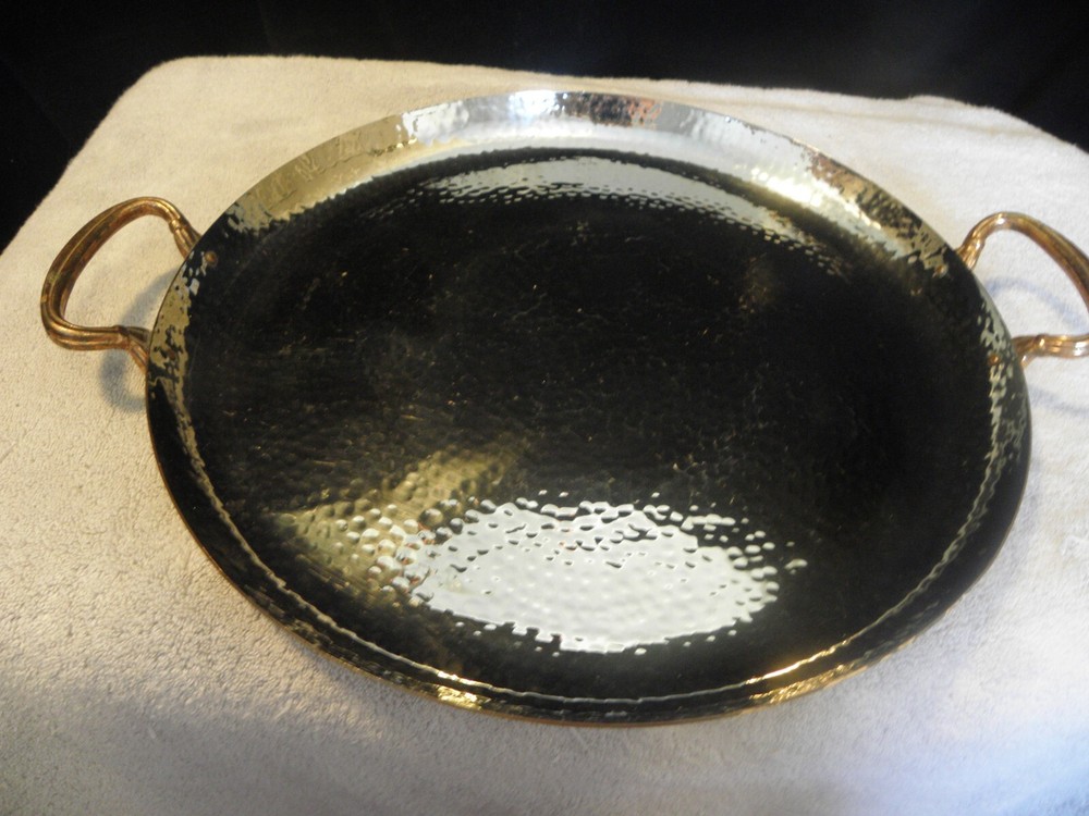 Hammered copper 14 1/4 inch serving tray, marked Gorham
