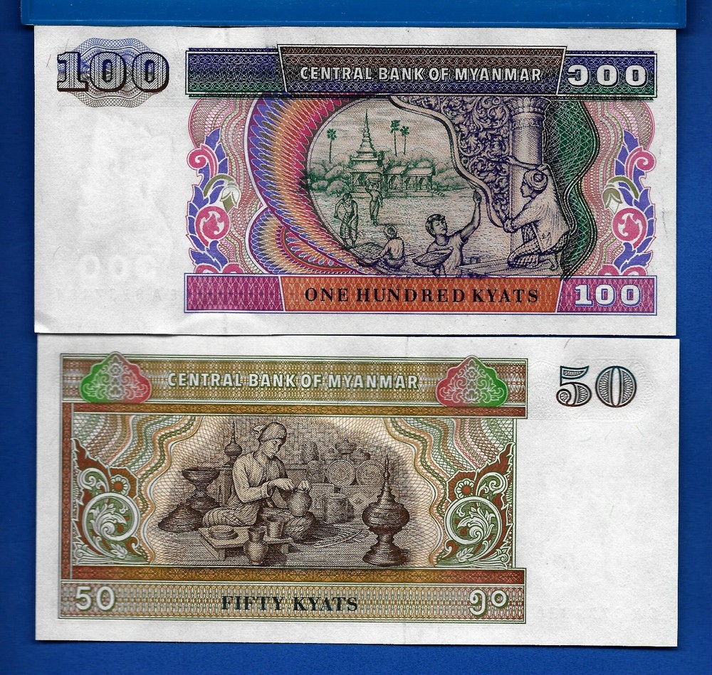 Myanmar 50- & 100 Kyats Uncirculated Banknotes Set # 3