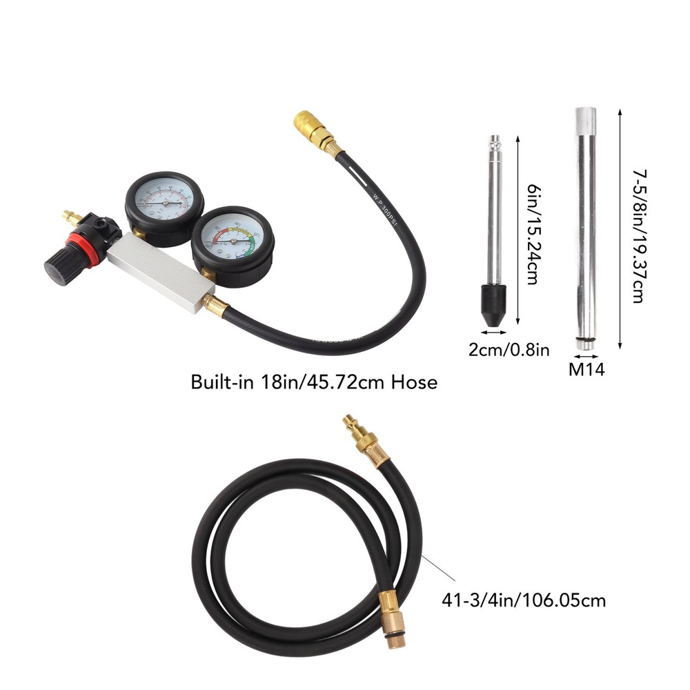 Dual Gauge Leakdown Tester Detecting Tool For Gasoline Engine Compression Test