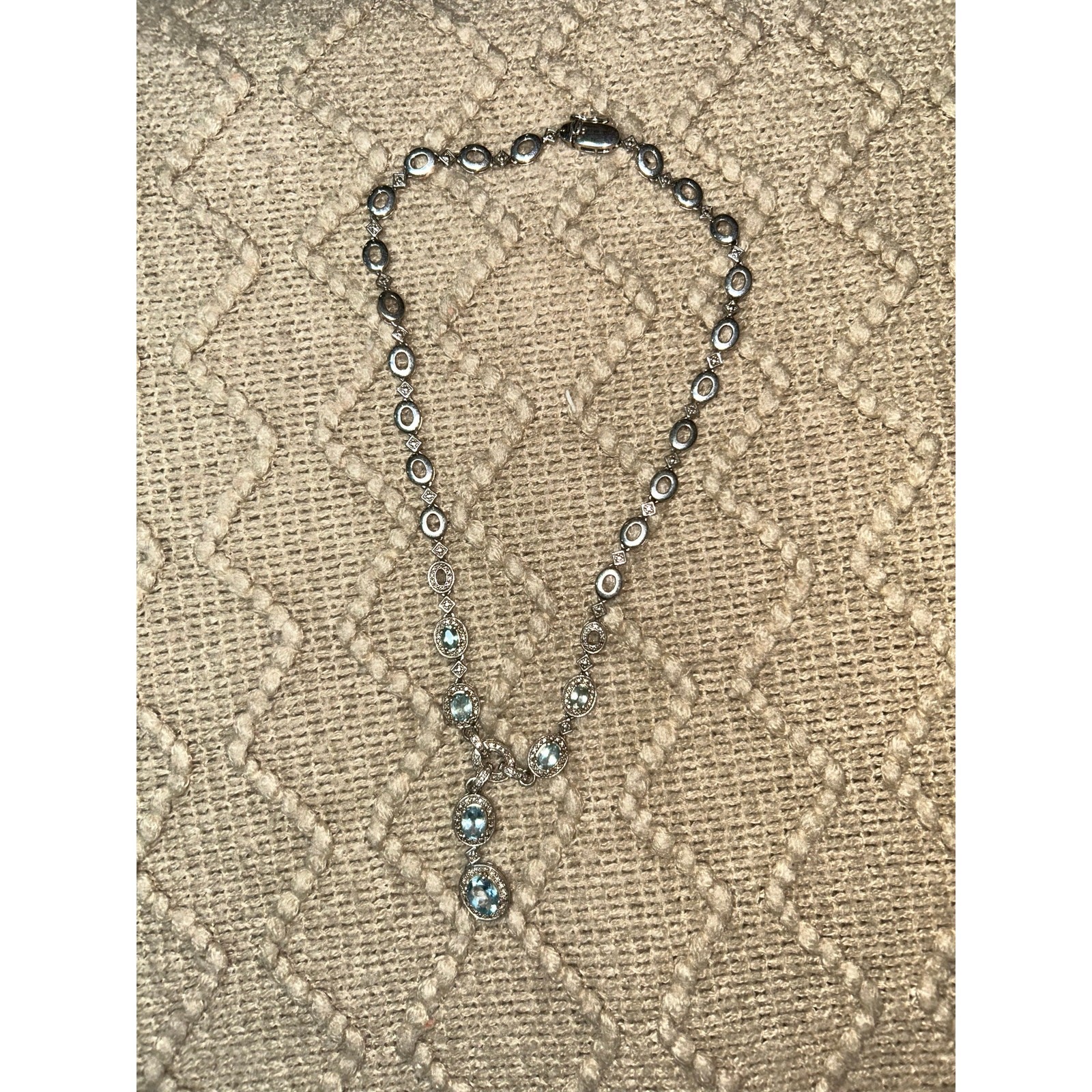 Ross & Simon’s 925 sterling silver made in China light blue stones Necklace