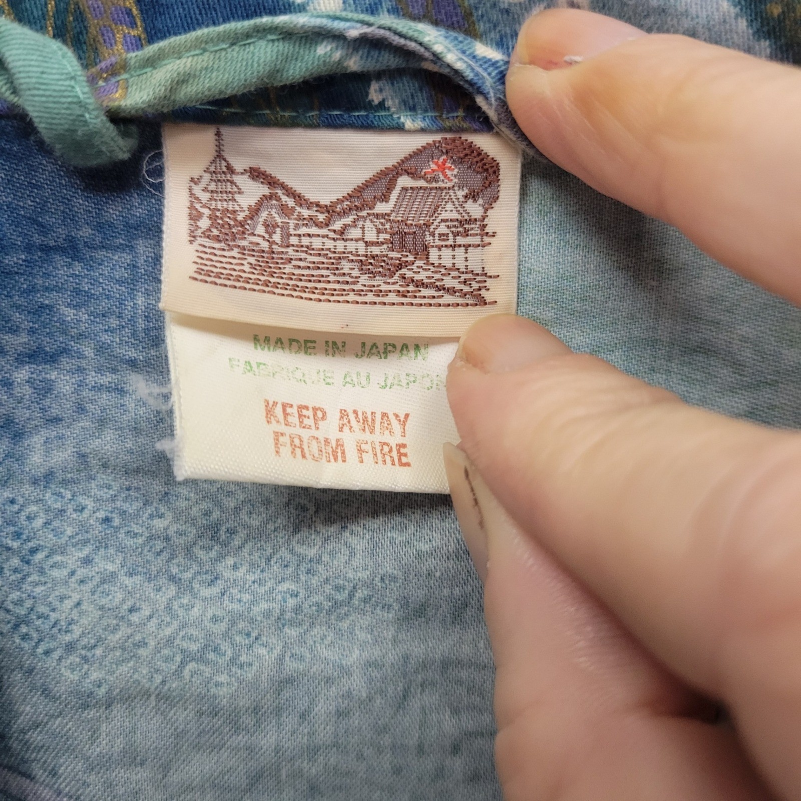 VTG Japanese Kimono Yakuta Robe Womens Sz 42 Traditional Blue Patchwork Floral