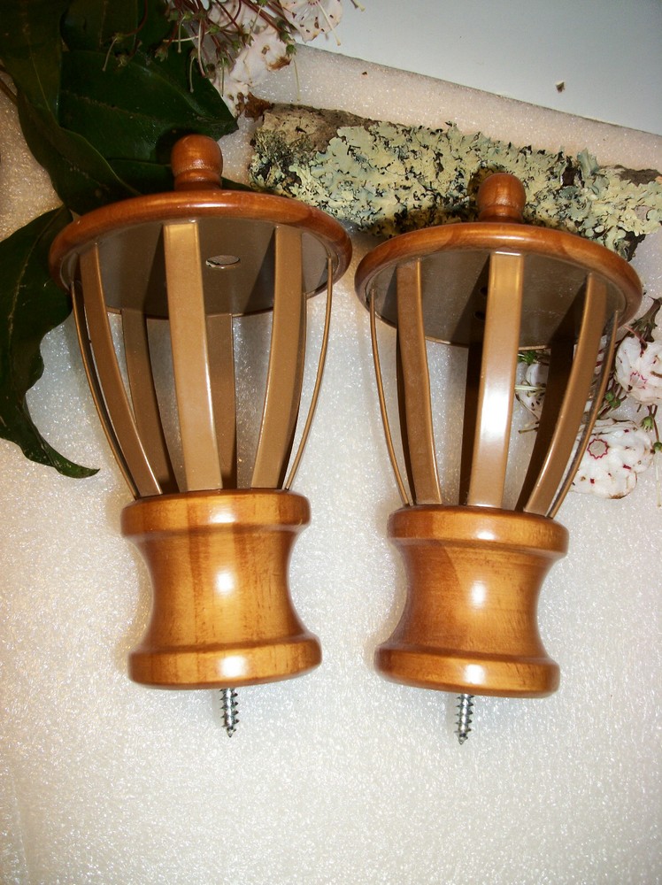2 Wood & Metal Finials Screw On