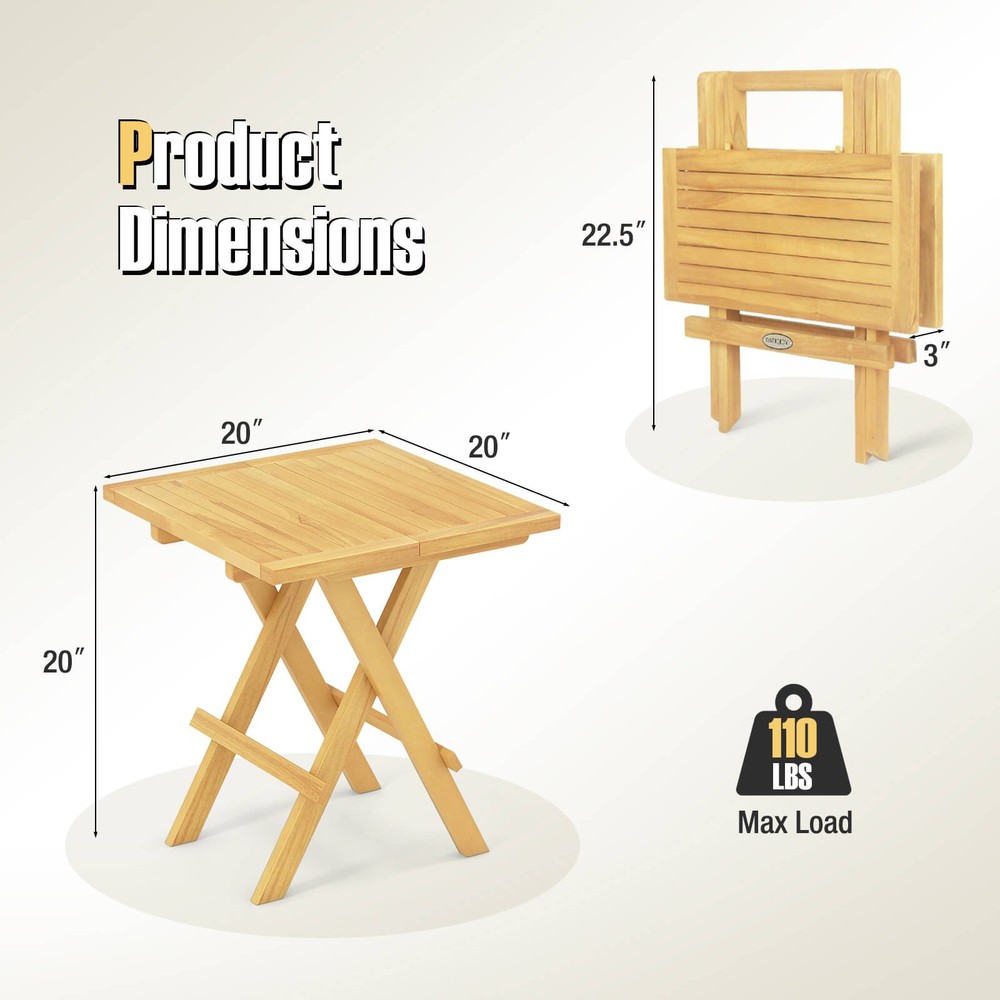 Patio Folding Side Table w/ X-shaped Legs & Slatted Tabletop for Backyard