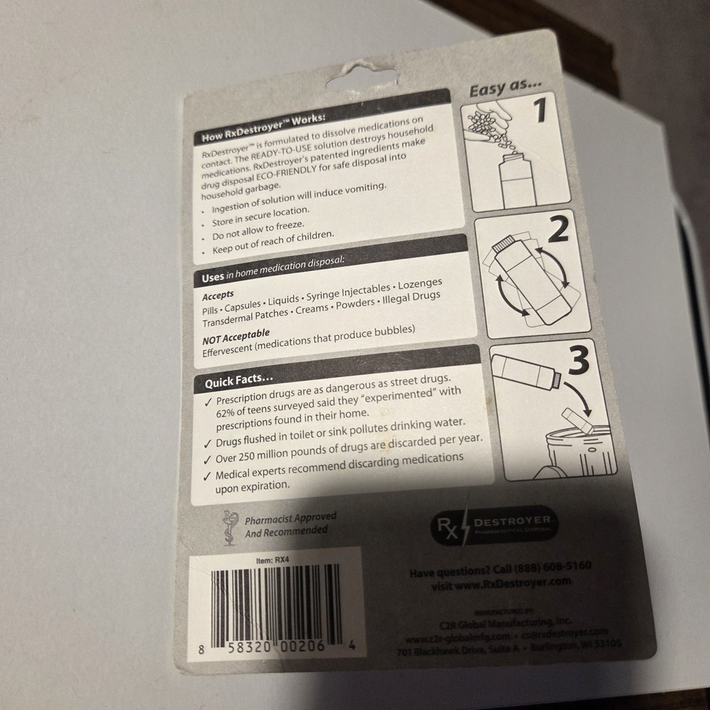 RxDestroyer Pharmaceutical Disposal System 4 oz Container