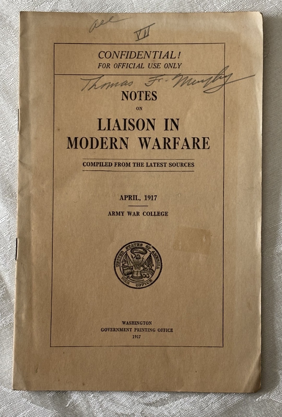 WW1, 7 Training & Review booklets from the U.S. Army War College, 1913 & 1917.