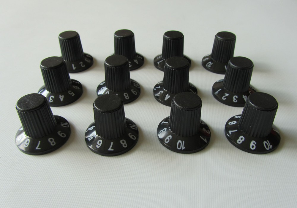 Pack of 12 Guitar Amplifier Knob AMP Knobs Black Skirted Amplifier Knobs