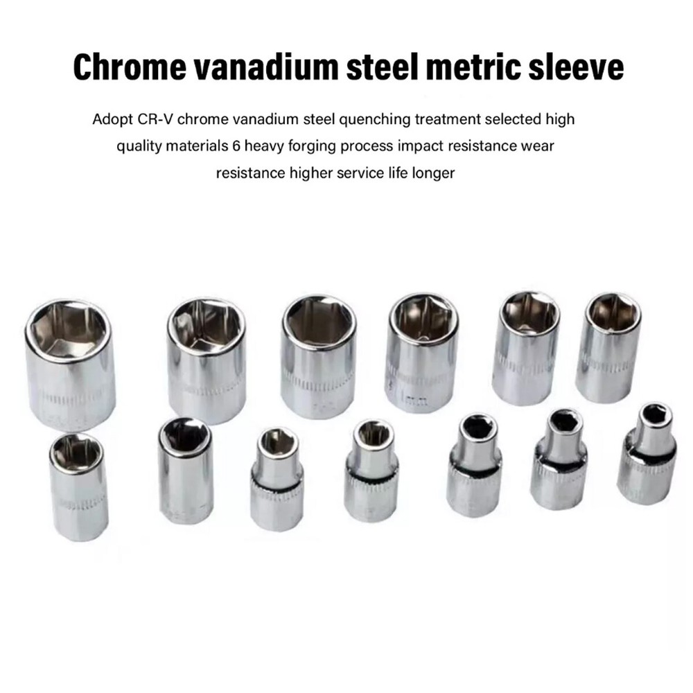 53 Pcs Socket Set 1/4" Drive Socket & Ratchet Set 6-Point SAE & Metric Tool Set