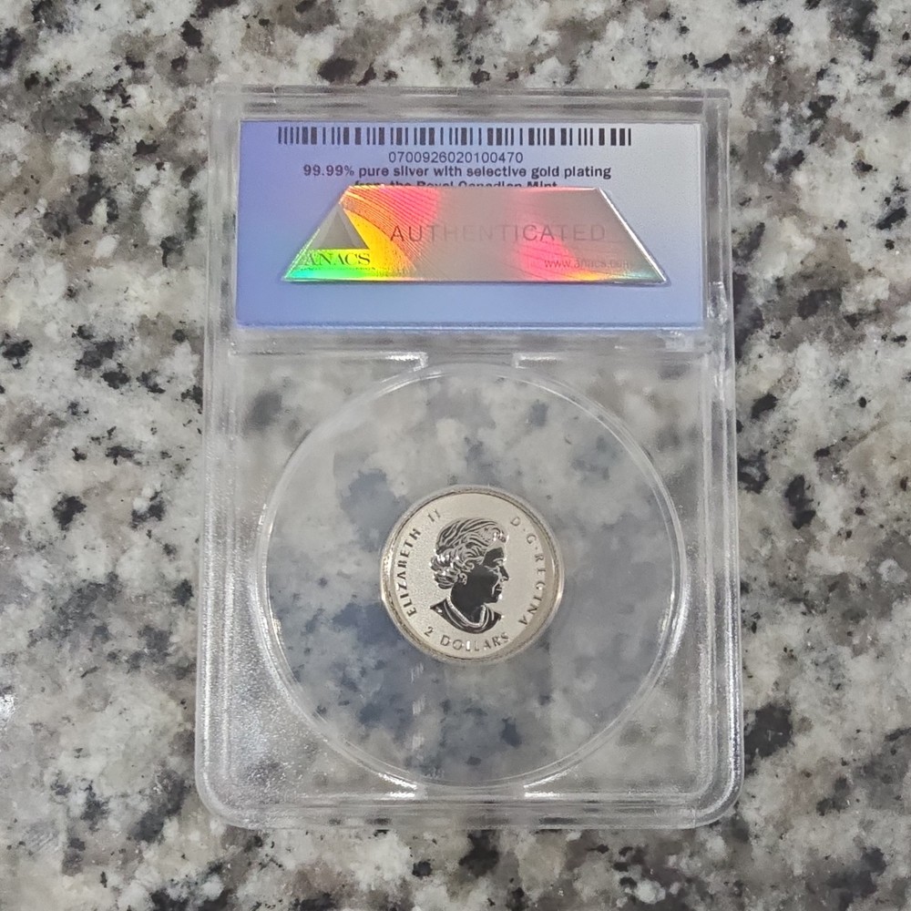 LIMITED Canada Maple Leaf $2 2014 Selective Gold Reverse Proof Silver ANACS RP70