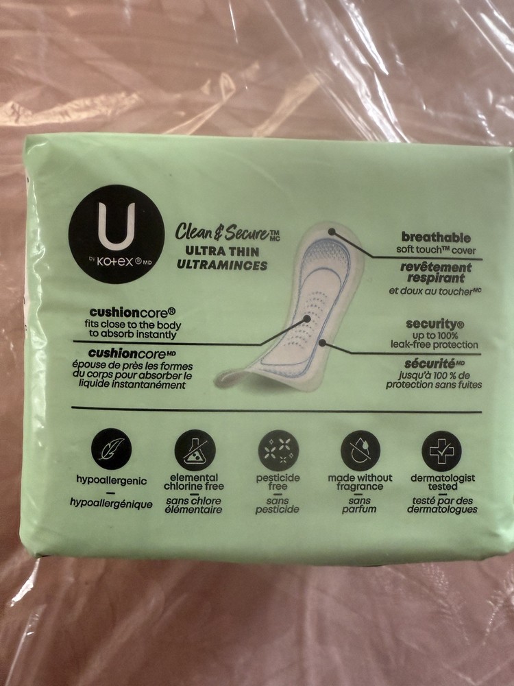 U by Kotex Ultra Thin Pads, Clean & Secure, Regular Absorbency, 22 Count