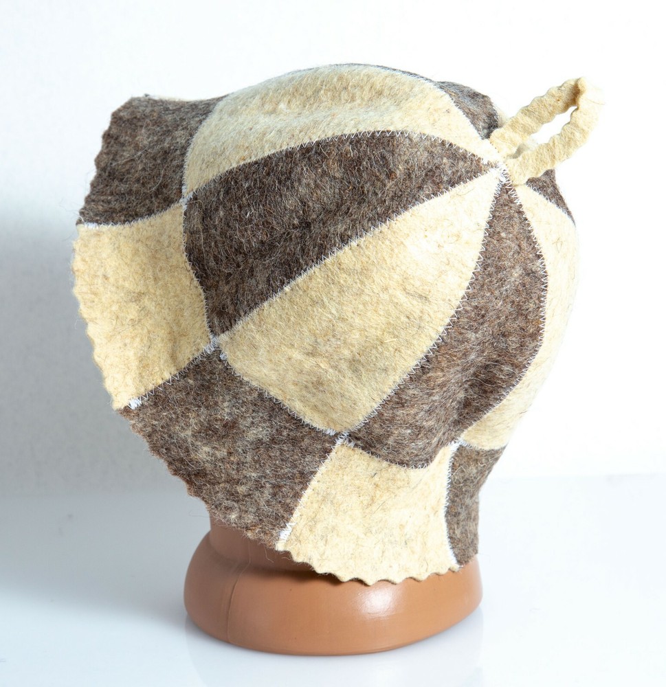 Sauna Hat Sheep Wool FELT Russian Banya cap CHESS כובע לסאונה