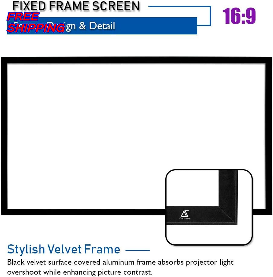 Akia Screens Fixed Frame Projector Screen 120Inch 16:9 WallMount CINEWHITE UHD B